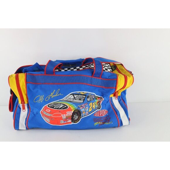 Vtg 90s NASCAR Spell Out Jeff Gordon Racing All Over Print Duffel Bag Carry On